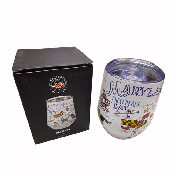 Maryland Chesapeake Bay Icon Metal Hot/Cold Wine 12 Ounce Tumbler - NEW - Picture 2 of 4